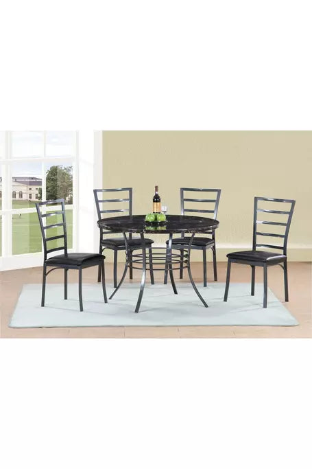 Marble Design Round Dining Room Set 5PC