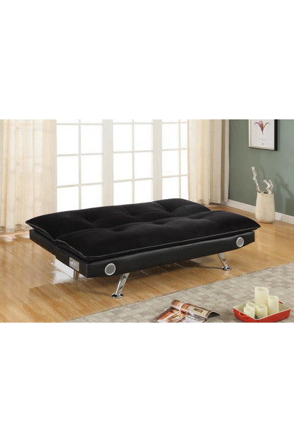 Odel Upholstered Sofa Bed with Bluetooth Speakers Black