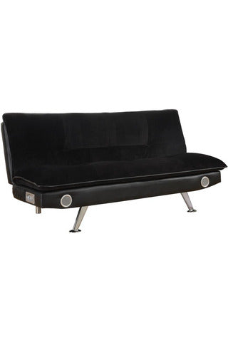 Odel Upholstered Sofa Bed with Bluetooth Speakers Black