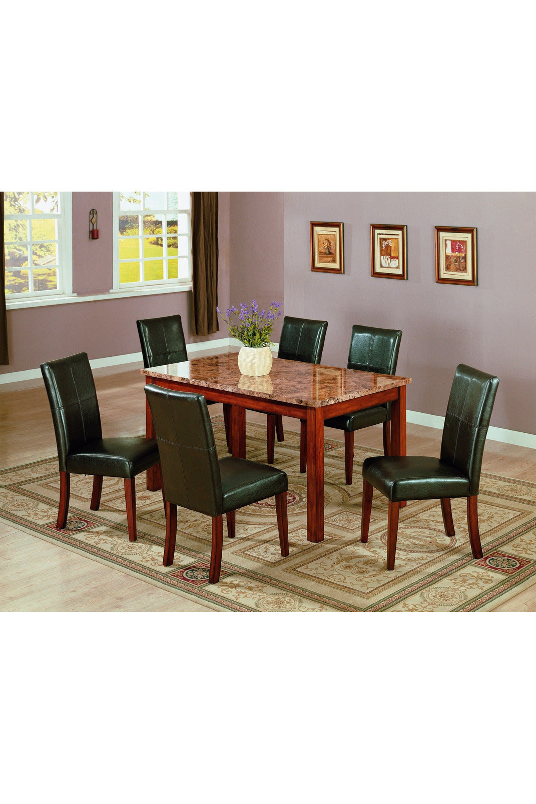 Juego de comedor de mesa de comedor de mármol 7PC