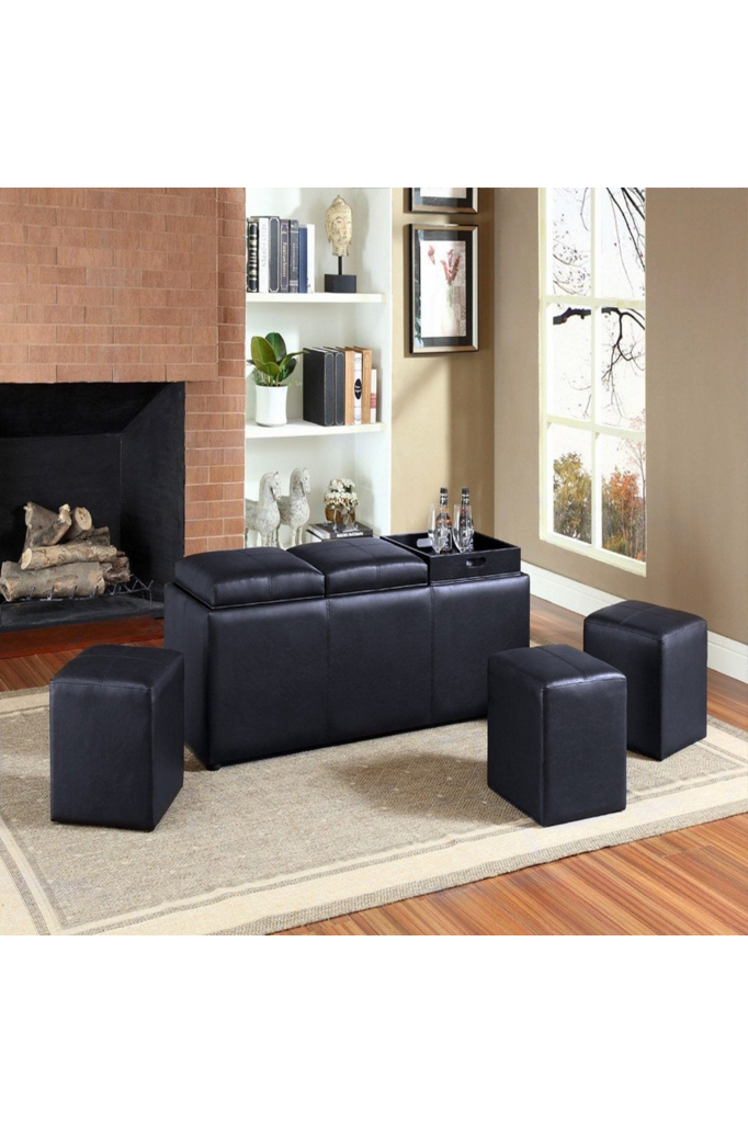 PU Bench with three (3) Ottomans