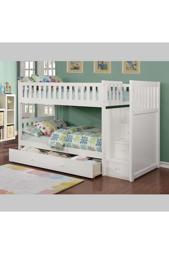 Litera blanca gemela/doble con nido