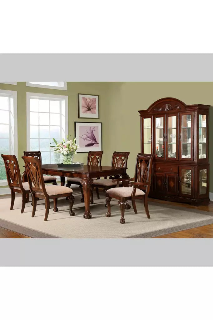 Mesa de comedor formal con diseño de parquet