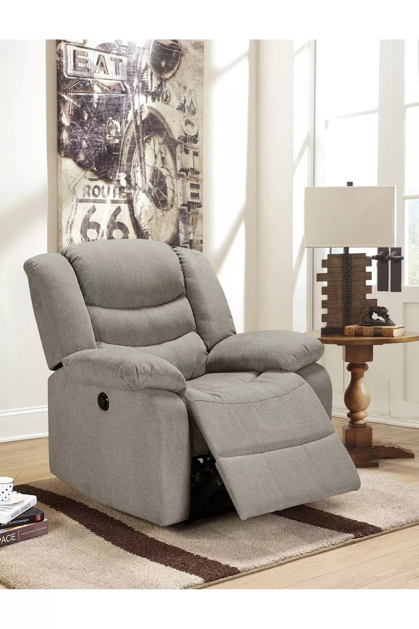 Fabric Power Rocker Recliner; Taupe