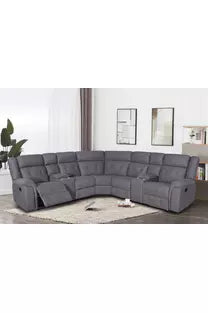 Seccional de tela con 2 consolas y 2 sillones reclinables