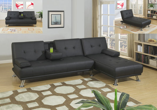 Adjustable Sectional black Faux Leather