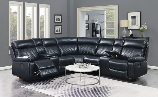 6-Piece Black Reclining Sectional