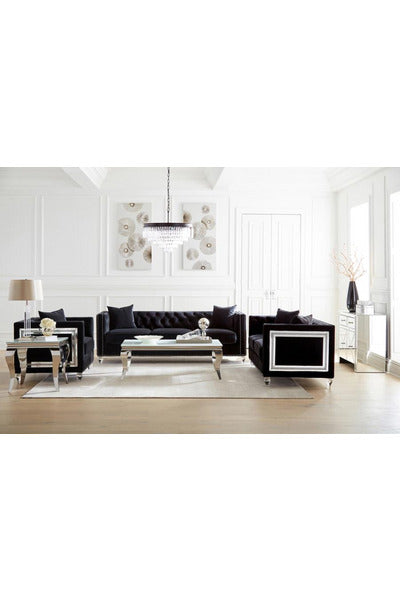 Delilah Upholstered Living Room Set Black