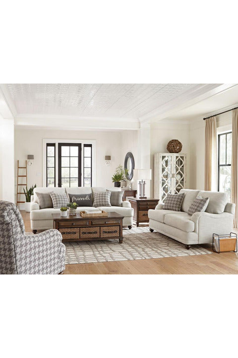 Glenn 2-piece Cushion Back Living Room Set Light Grey