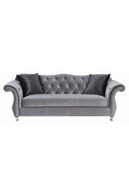 Frostine Button Tufted Sofa Silver