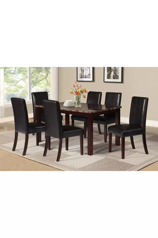 Juego de comedor rectangular de mármol de 7 piezas