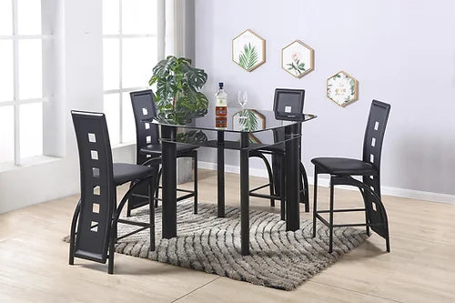 Dining Room Set 5pcs Black