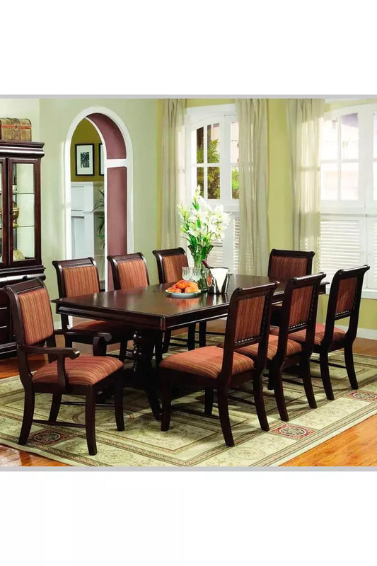Mesa de comedor formal de pedestal doble