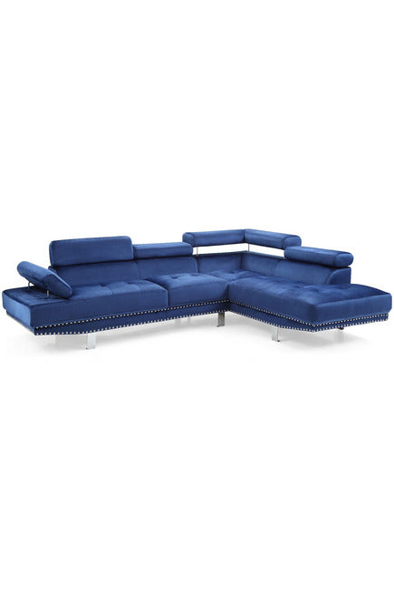 Velvet L Shape Sectional Sofa with ottoman